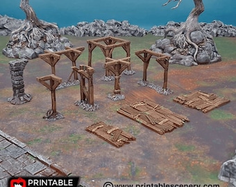 Scaffolding and Support Columns - Scatter Terrain - Shadowfey Fantasy Terrain DND AoS Conquest Printable Scenery Wargame Tabletop Terrain