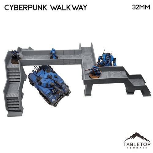 Cyberpunk Walkway - Cyberpunk Terrain - Futuriste compatible avec l'infini, Cyberpunk Red : Combat Zone