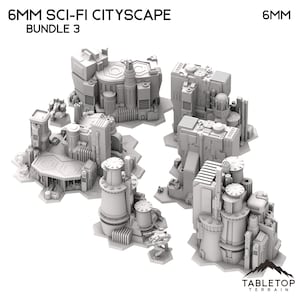 6mm Sci-Fi Cityscape Bundle 3 - 6mm 8mm Mech Wargames Tabletop Terrain Compatible with Small Scale Mech Wargames