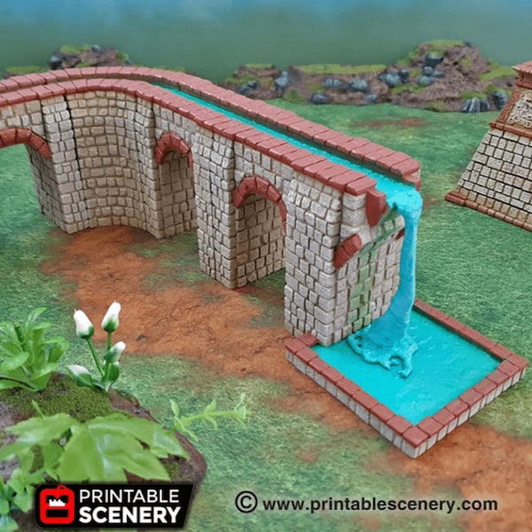 Ancient Aqueducts - Fantasy Terrain - New Eden Jungle Terrain DND AoS Printable Scenery Miniature Wargame Tabletop Terrain