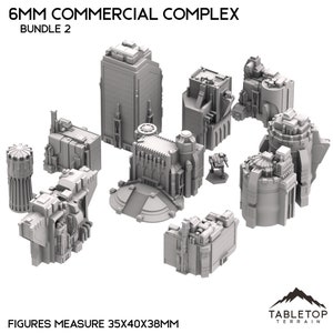 6mm Sci-Fi Cityscape Bundle 1 - Tabletop Terrain For Epic, Battletech, Adeptus Titanicus (Set Of 5 Buildings) - View #13