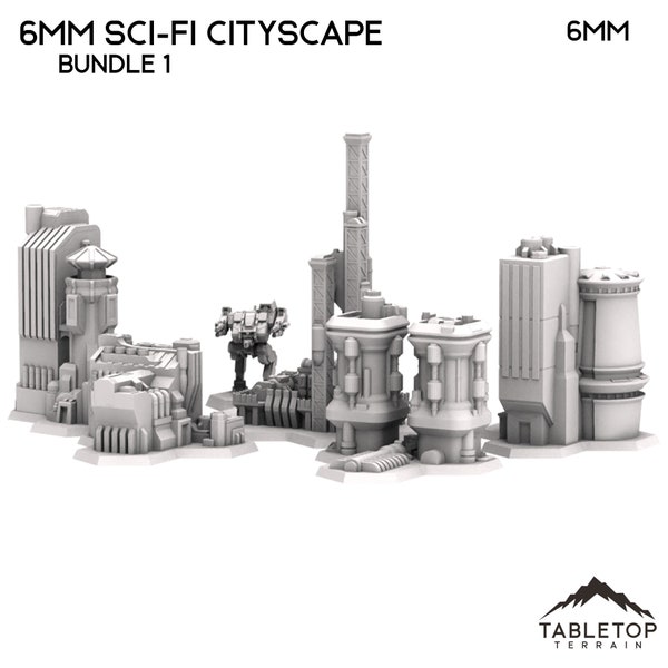 6mm Sci-Fi Cityscape Bundle 1 - Battletech Terrain MechWarrior Terrain Epic Tabletop Terrain Adeptus Titanicus Terrain Epic 40k Terrain