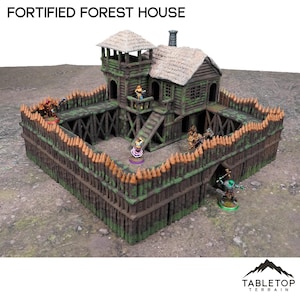 Fortified Forest House - DND AoS Pathfinder Conquest MiniatureLand Tabletop Terrain Miniature Wargame 28mm Medieval Fantasy Forest Terrain