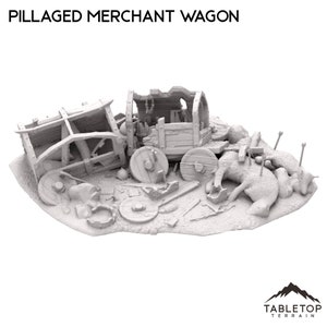 Splądrowany wóz kupiecki - DND AoS Pathfinder Conquest MiniatureLand Tabletop Terrain Miniature Wargame 28 mm