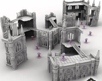 Destroyed Factory Walkways - Tabletop Terrain Grimdark Gothic Miniature Wargame Sci-Fi 28mm 32mm