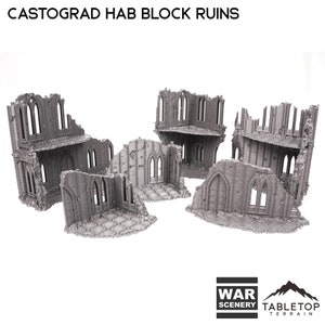 Castograd Hab Block Ruins - Tabletop Terrain Grimdark Gothic Miniature Wargame Sci-Fi 28mm 32mm