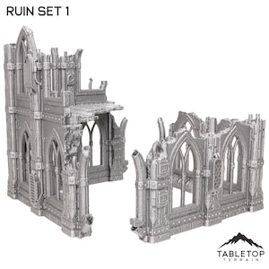 Tabletop Terrain Ruin Set 1 Wargame Terrain 3d printed 28mm Building Sci Fi Gothic Wargaming Scenery