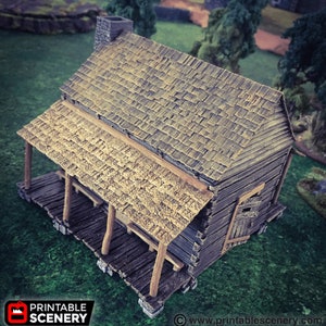 Log Cabin - Wild West Building - Wild West Exodus Tabletop Terrain Printable Scenery Time Warp Wargaming Terrain
