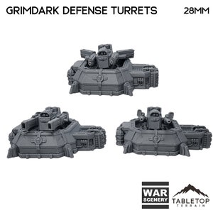 Tabletop Terrain Grimdark Perimeter Defense Turrets Wargame Terrain 3d printed 28mm Building Sci Fi Gothic Wargaming Scenery