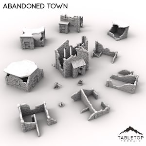 Abandoned Town - Tabletop Terrain Fantasy DND Miniature Roleplaying Wargame 28mm 32mm