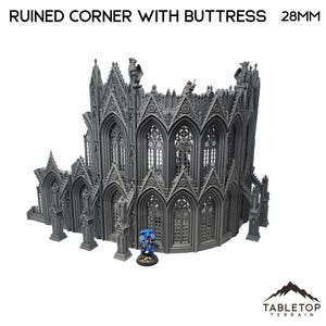 Ruined Corner with Buttresses - Openlock - Tabletop Terrain - Grimdark Terrain -Gothic Terrain Miniature Wargame Terrain Sci-Fi Terrain