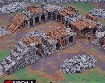 Ruined Bridge Spans - Fantasy Ruins - Shadowfey Fantasy Terrain DND AoS Conquest Printable Scenery Miniature Wargame Tabletop Terrain