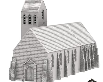 Benouville Church - WWII Terrain Wargame Tabletop Terrain Compatible with Bolt Action