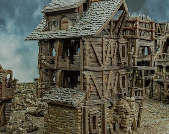 Ruined Tenement - Tabletop Terrain Fantasy DND Miniature Roleplaying Wargame 28mm 32mm