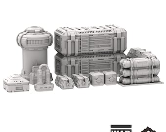 Futuristic City Cargo Scatter - Tabletop Terrain Outer Rim Compatible with Star Wars Legion Shatterpoint