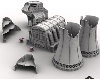 Industria del Sector Épico - Set 4 - Forja dañada - Terreno de mesa para juegos de guerra mecánicos de 6 mm y 8 mm compatible con juegos de guerra épicos de pequeña escala