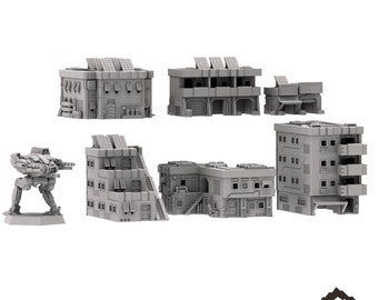 Mecha City Wantrell Buildings - Battletech Terrain MechWarrior Terrain Epic Tabletop Terrain Adeptus Titanicus Terrain Epic 40k Terrain