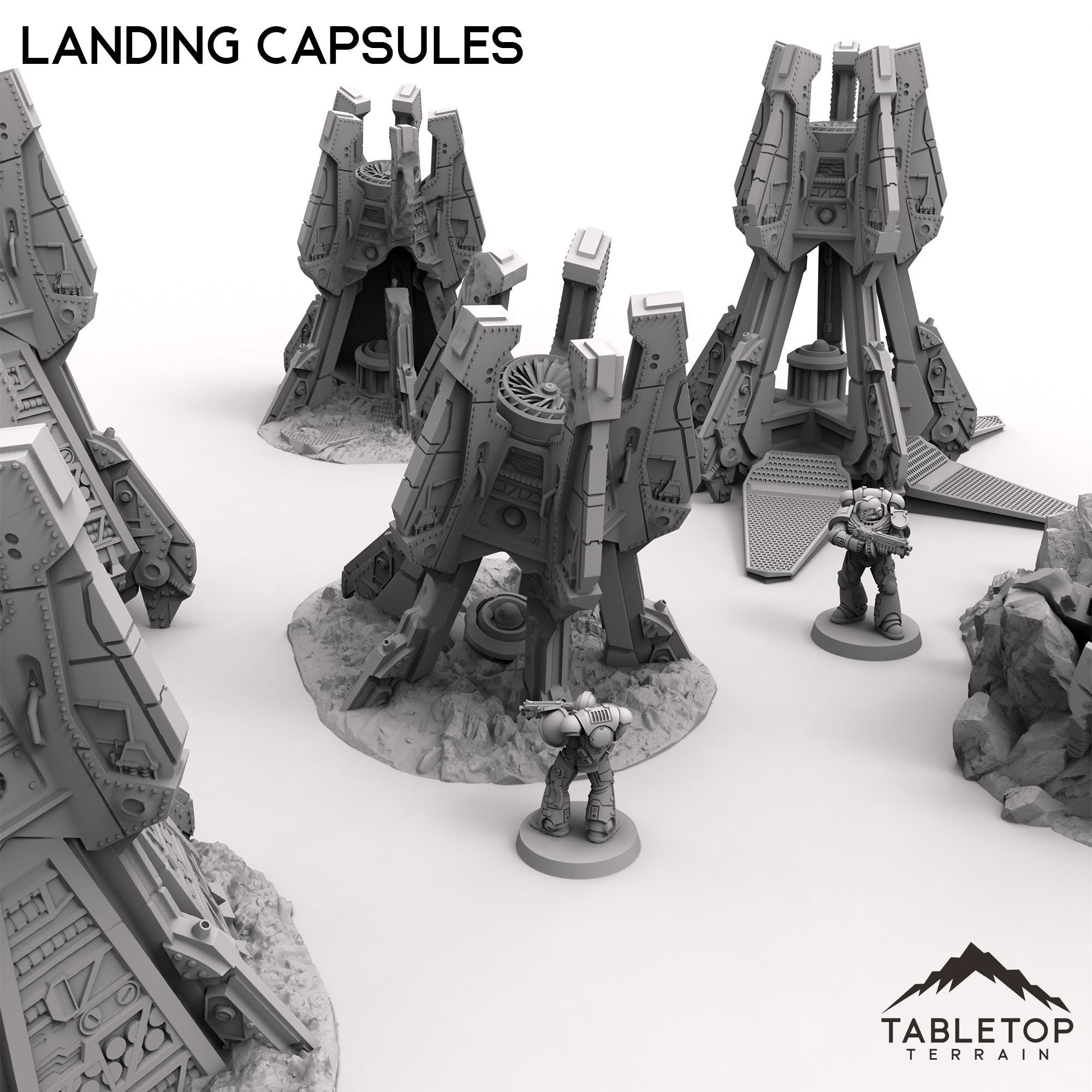 Landing Capsules - Tabletop Terrain Grimdark Gothic Miniature Wargame Sci-Fi 28mm 32mm