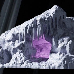 Yeti Cave - DND AoS Pathfinder Conquest MiniatureLand Tabletop Terrain Miniature Wargame 28mm 15mm Fantasy Terrain Snow Cave Dungeon