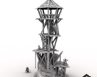 Wieża Strażnicza Goblinów - Figurka do gry fabularnej Fantasy DND, terenowa, 28 mm, 32 mm