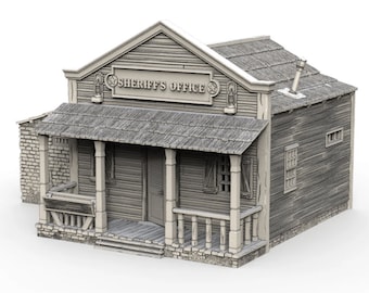 Sheriff Office & Jail - Wild West Building - Wild West Exodus Tabletop Terrain Printable Scenery Time Warp Wargaming Terrain