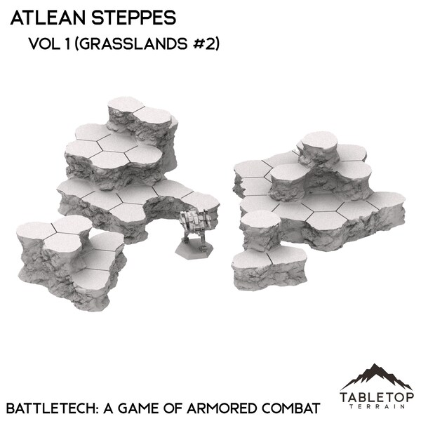 Ensembles de cartes HEXTECH des steppes atlantiques - Hextech - 6 mm - Battletech Terrain Alpha Strike Terrain Terrain de table 6 mm Thunderhead Studio