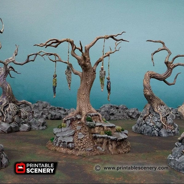 Árbol del ahorcado - Terreno de fantasía - Terreno de fantasía Shadowfey DND AoS Conquest Paisaje imprimible Miniatura Wargame Terreno de mesa