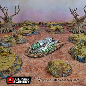 UFO Crash - Apocalyptic Terrain - Gaslands Terrain Post-Apocalyptic Walking Dead Fallout Wasteland Warfare Tabletop Terrain Wargame