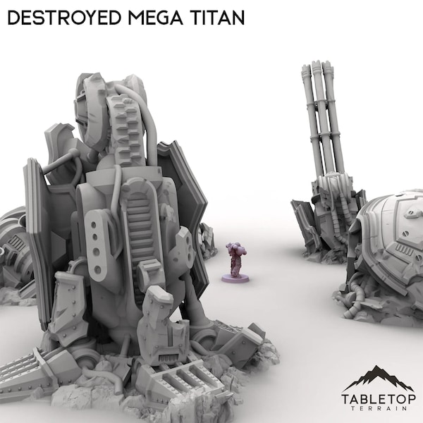 Destroyed Mega Titan - Tabletop Terrain Grimdark Gothic Miniature Wargame Sci-Fi 28mm 32mm