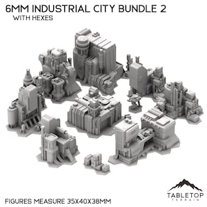 6mm Sci-Fi Industrial City Bundle 2 - 6mm 8mm Mech Wargames Tabletop Terrain Compatible with Small Scale Mech Wargames