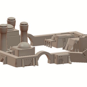 Desert City Walls & Fountain - Star Wars Legion Terrain War Scenery Desert Trading Post Tabletop Terrain Wargame Terrain Shatterpoint