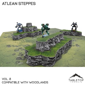 Conjuntos de mapas compatíveis com Woodlands Hill - Atlean Steppes - Thunderhead Studio 6 mm compatível com jogos de guerra de robôs de pequena escala