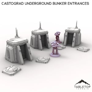Castograd Underground Bunker Entrances - Tabletop Terrain Grimdark Gothic Miniature Wargame Sci-Fi 28mm 32mm