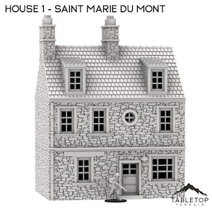 House 1 - Saint Marie du Mont - WWII Terrain Wargame Tabletop Terrain Terrain Compatible with Bolt Action