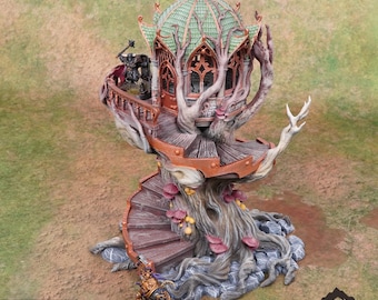 Gloomwood Eyrie - Elven Building - Fantasy Terrain DND AoS Conquest Printable Scenery Miniature Wargame Tabletop Terrain