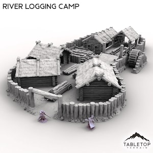 River Logging Camp - Tafelblad Terrain Fantasy DND Miniatuur Rollenspel Wargame 28 mm 32 mm
