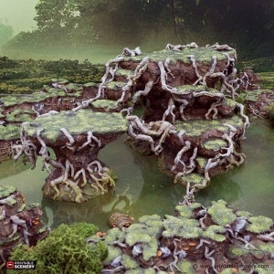 Swamp Hillocks - The Gloaming Swamp - Fantasy Terrain DND AoS Conquest Printable Scenery Wargame Tabletop Terrain