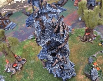 Ruined Wizard Tower - Fantasy Ruins - Winterdale Fantasy Terrain DND AoS Conquest Printable Scenery Miniature Wargame Tabletop Terrain