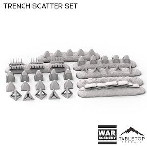 Tabletop Terrain Trench Scatter Set Wargame Terrain 3d printed 28mm Building Sci Fi Gothic Wargaming Scenery