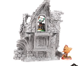 Ruined Cottage - Hagglethorn Hollow - Fantasy Ruins - DND AoS Pathfinder Conquest Printable Scenery Tabletop Terrain Miniature Wargame