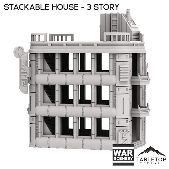 Stackable House - Futuristic City - Tabletop Terrain Outer Rim Compatible with Star Wars Legion Shatterpoint