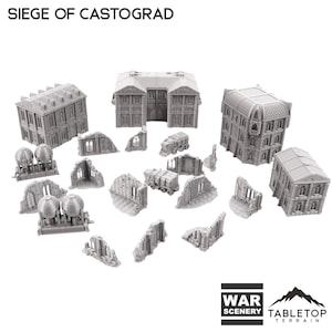 Siege of Castograd 8mm Small Scale Terrain Pack - 6mm 8mm Mech Wargames Tabletop Terrain Compatible with Small Scale Epic Wargames