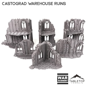 Castograd Warehouse Ruins - Tabletop Terrain Grimdark Gothic Miniature Wargame Sci-Fi 28mm 32mm