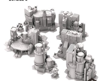 6mm Sci-Fi Cityscape Bundle 3 - Battletech Terrain MechWarrior Terrain Epic Tabletop Terrain Adeptus Titanicus Terrain Epic 40k Terrain