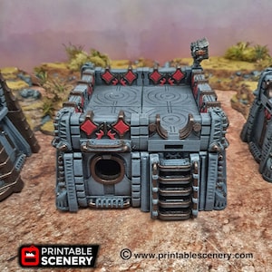 Tabletop Terrain Sithic Outpost Platforms and Armored Tower Wargame Terrain 3d printed 28mm Building Sci Fi Gothic Wargaming Scenery