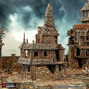 Ruined City Manor - Tabletop Terrain Fantasy DND Miniature Roleplaying Wargame 28mm 32mm