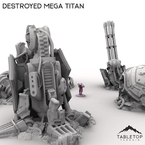 Destroyed Mega Titan - Tabletop Terrain Grimdark Gothic Miniature Wargame Sci-Fi 28mm 32mm