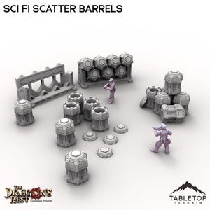 Sci Fi Scatter Barrels - Tabletop Terrain Grimdark Gothic Miniature Wargame Sci-Fi 28mm 32mm