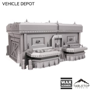 Tabletop Terrain Vehicle Depot Wargame Terrain 3d printed 28mm Building Sci Fi Gothic Wargaming Scenery