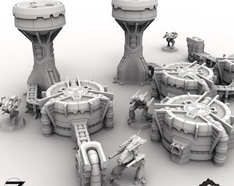 HEXTECH Tank Farm - Industrial Fluidworks - Thunderhead Studio 6 mm Kompatibel mit Small Scale Mech Wargames